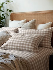 Secret Linen Store Natural Gilbert Gingham Brushed 100% Cotton Pillowcase - Image 1 of 5