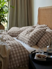 Secret Linen Store Natural Gilbert Gingham Brushed 100% Cotton Pillowcase - Image 2 of 5