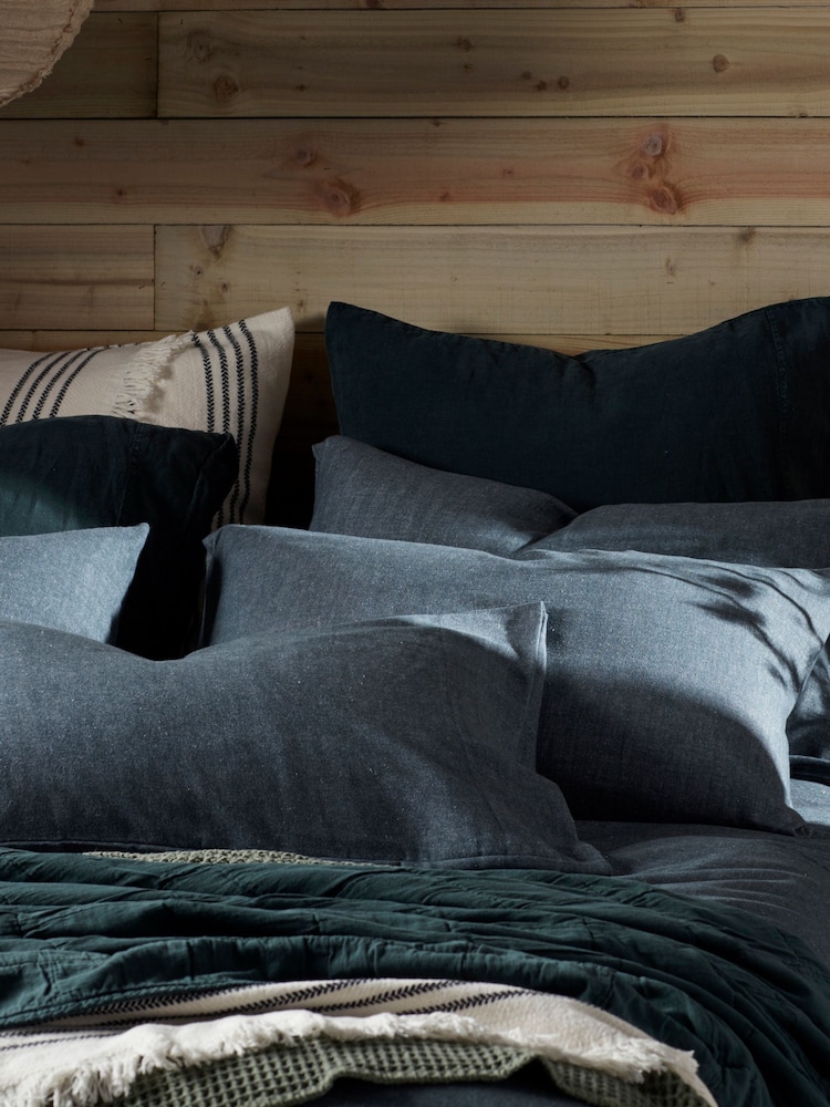 Secret Linen Store Darkest Spruce Henry Brushed 100% Cotton Pillowcase - Image 1 of 6 Secret Linen Store Darkest Spruce Henry Brushed 100% Cotton Pillowcase - Image 1 of 6