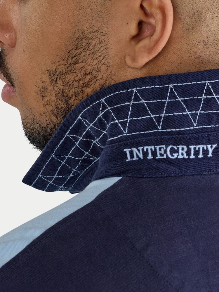 Raging Bull Cut & Sew Blue Rugby Shirt - Image 5 of 5