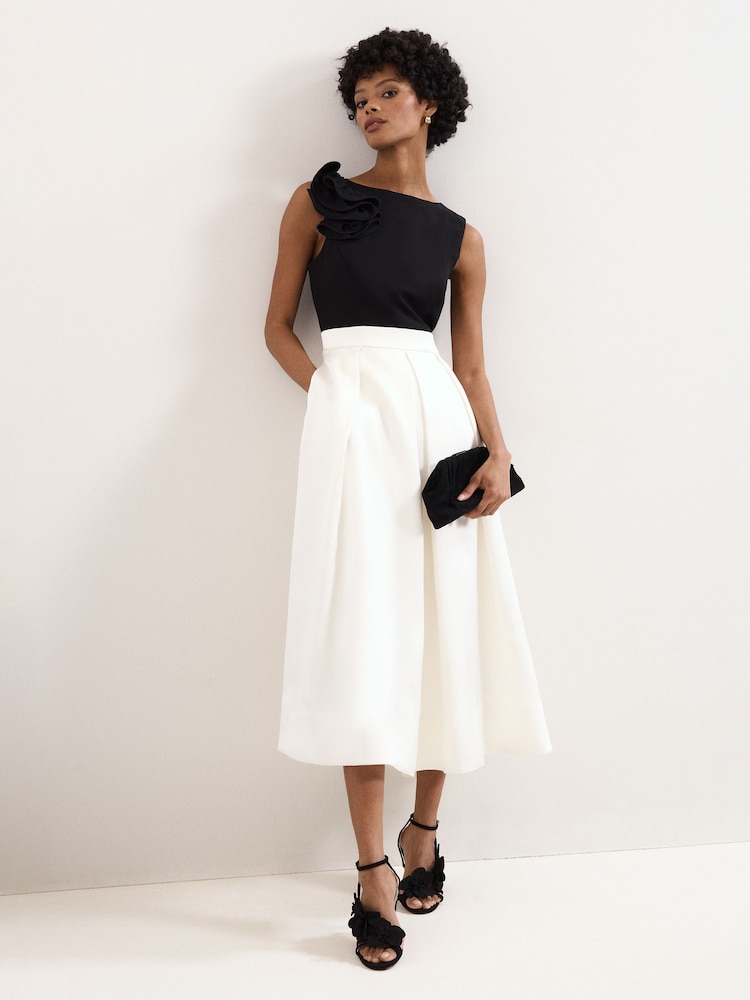 Phase Eight Black Perla Satin Dress - Image 1 of 7