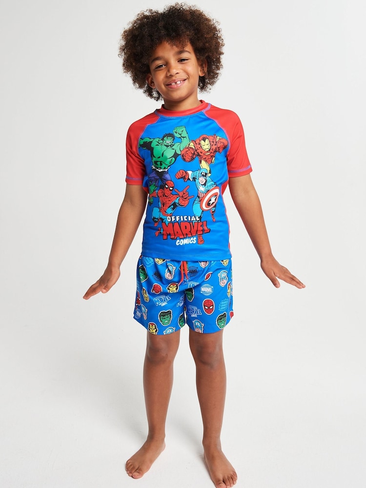 Brand Threads Blue Marvel Avengers Sunsafe Suit - Image 1 of 6