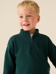 Green Soft Touch Half Zip Neck Sweat Top (3mths-7yrs) - Image 2 of 3