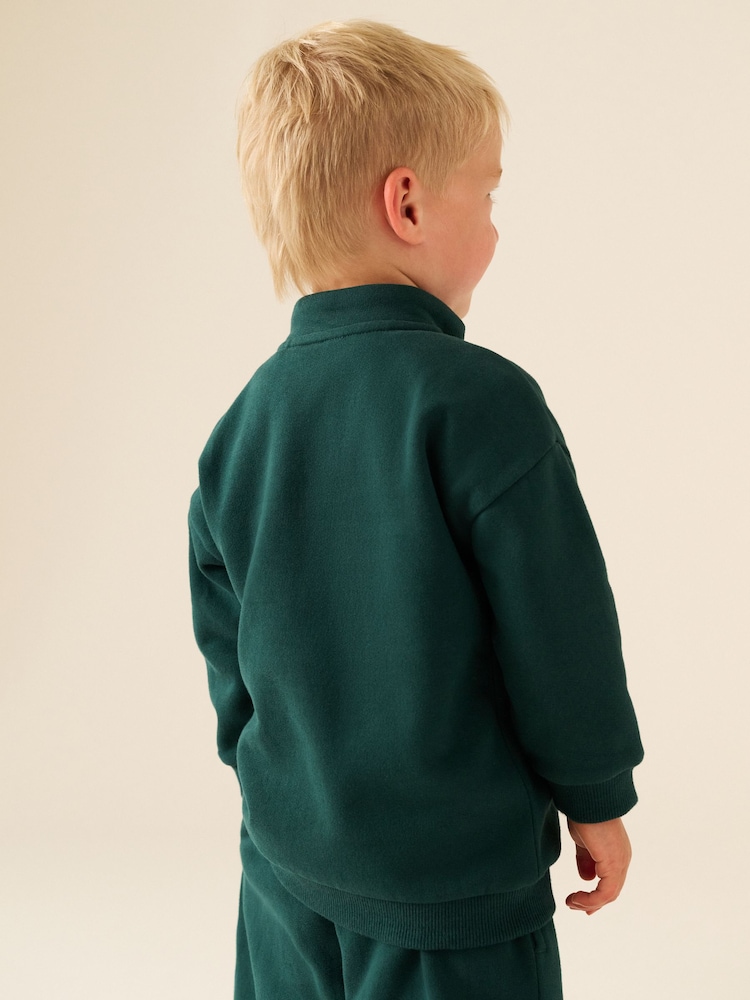 Green Soft Touch Half Zip Neck Sweat Top (3mths-7yrs) - Image 3 of 3