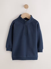 Navy Soft Touch Half Zip Neck Sweat Top (3mths-7yrs) - Image 4 of 7