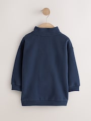 Navy Soft Touch Half Zip Neck Sweat Top (3mths-7yrs) - Image 5 of 7