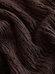 Chocolate Brown Short Sleeved Textured Knot Fastening Top - Image 8 of 8