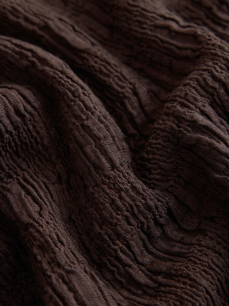 Chocolate Brown Short Sleeved Textured Knot Fastening Top - Image 8 of 8 Chocolate Brown Short Sleeved Textured Knot Fastening Top - Image 8 of 8
