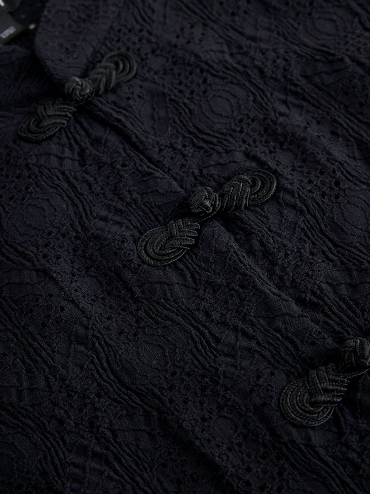 Black Sleeveless Lace Fastening Top - Image 2 of 3 Black Sleeveless Lace Fastening Top - Image 2 of 3