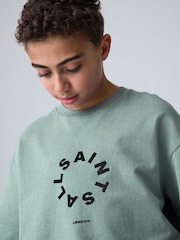 smALLSAINTS Green Tierra Oversized Crew Neck Logo T-Shirt - Image 3 of 8
