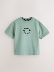 smALLSAINTS Green Tierra Oversized Crew Neck Logo T-Shirt - Image 4 of 8