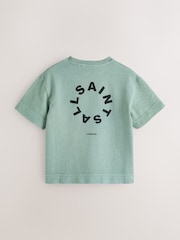 smALLSAINTS Green Tierra Oversized Crew Neck Logo T-Shirt - Image 5 of 8