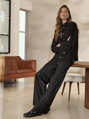 Chocolate Brown N. Premium Satin Wide Leg Trousers - Image 1 of 4