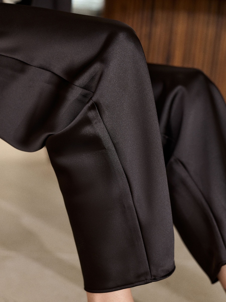 Chocolate Brown N. Premium Satin Wide Leg Trousers - Image 4 of 4