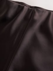 চকোলেট ব্রাউন - N. Premium Satin Wide Leg Trousers - 7এর মধ্যে 6 ছবি
