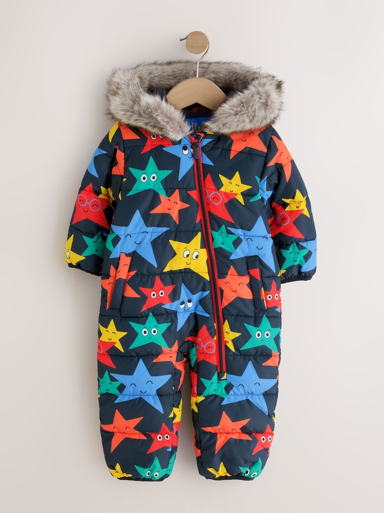 Star Print Padded Snowsuit (3mths-7yrs) - Image 1 of 4 Star Print Padded Snowsuit (3mths-7yrs) - Image 1 of 4