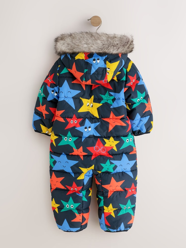Star Print Padded Snowsuit (3mths-7yrs) - Image 2 of 4 Star Print Padded Snowsuit (3mths-7yrs) - Image 2 of 4