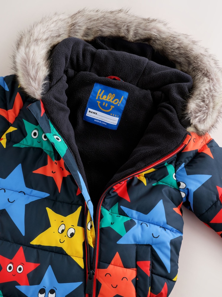 Star Print Padded Snowsuit (3mths-7yrs) - Image 4 of 4 Star Print Padded Snowsuit (3mths-7yrs) - Image 4 of 4