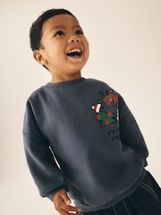 Graphite Grey Christmas Crew Neck Sweat Top (3mths-7yrs) - Image 2 of 4