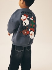 Graphite Grey Christmas Crew Neck Sweat Top (3mths-7yrs) - Image 3 of 4