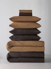 The Set 2 Pack Chocolate/Caramel Washed Cotton Bedsets with Fitted Sheets - Image 1 of 6