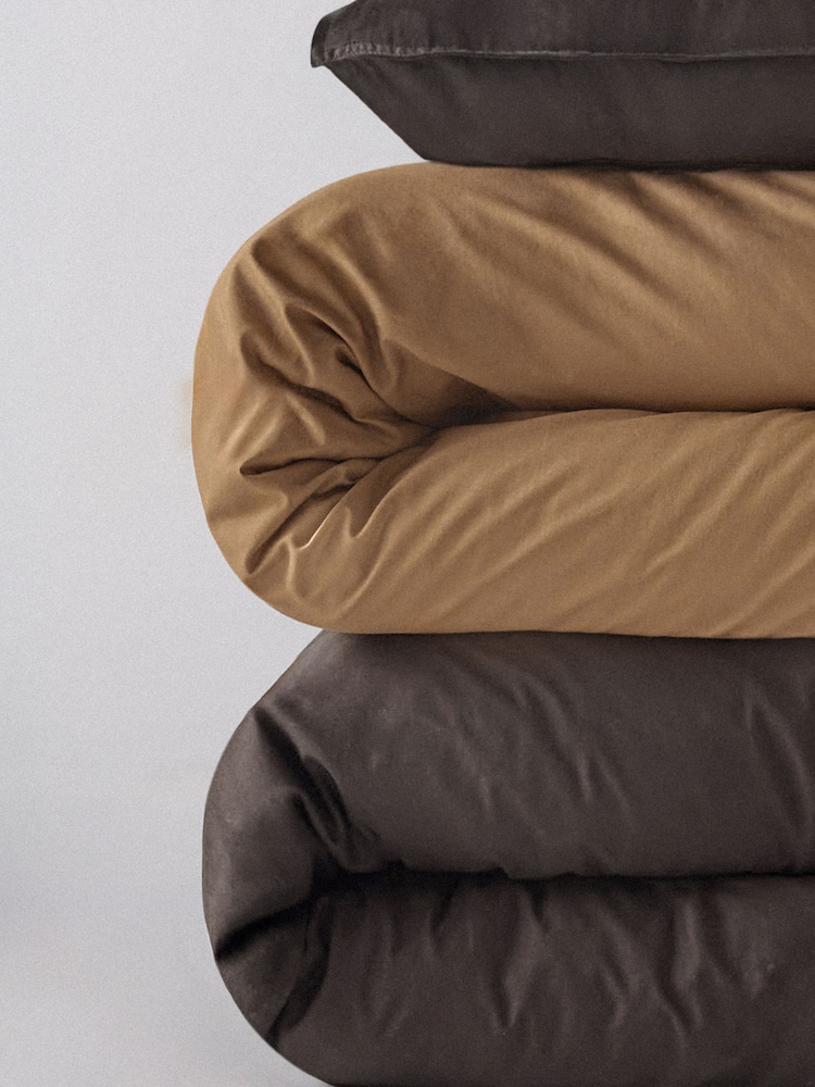 The Set 2 Pack Chocolate/Caramel Washed Cotton Bedsets with Fitted Sheets - Image 6 of 6 The Set 2 Pack Chocolate/Caramel Washed Cotton Bedsets with Fitted Sheets - Image 6 of 6