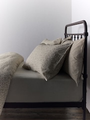 The Set 8 Piece Natural Woodblock Floral Duvet Cover and Pillowcase Set with Fitted Sheets - Image 2 of 6