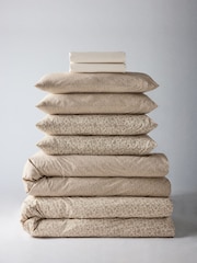 The Set 8 Piece Natural Woodblock Floral Duvet Cover and Pillowcase Set with Fitted Sheets - Image 5 of 6