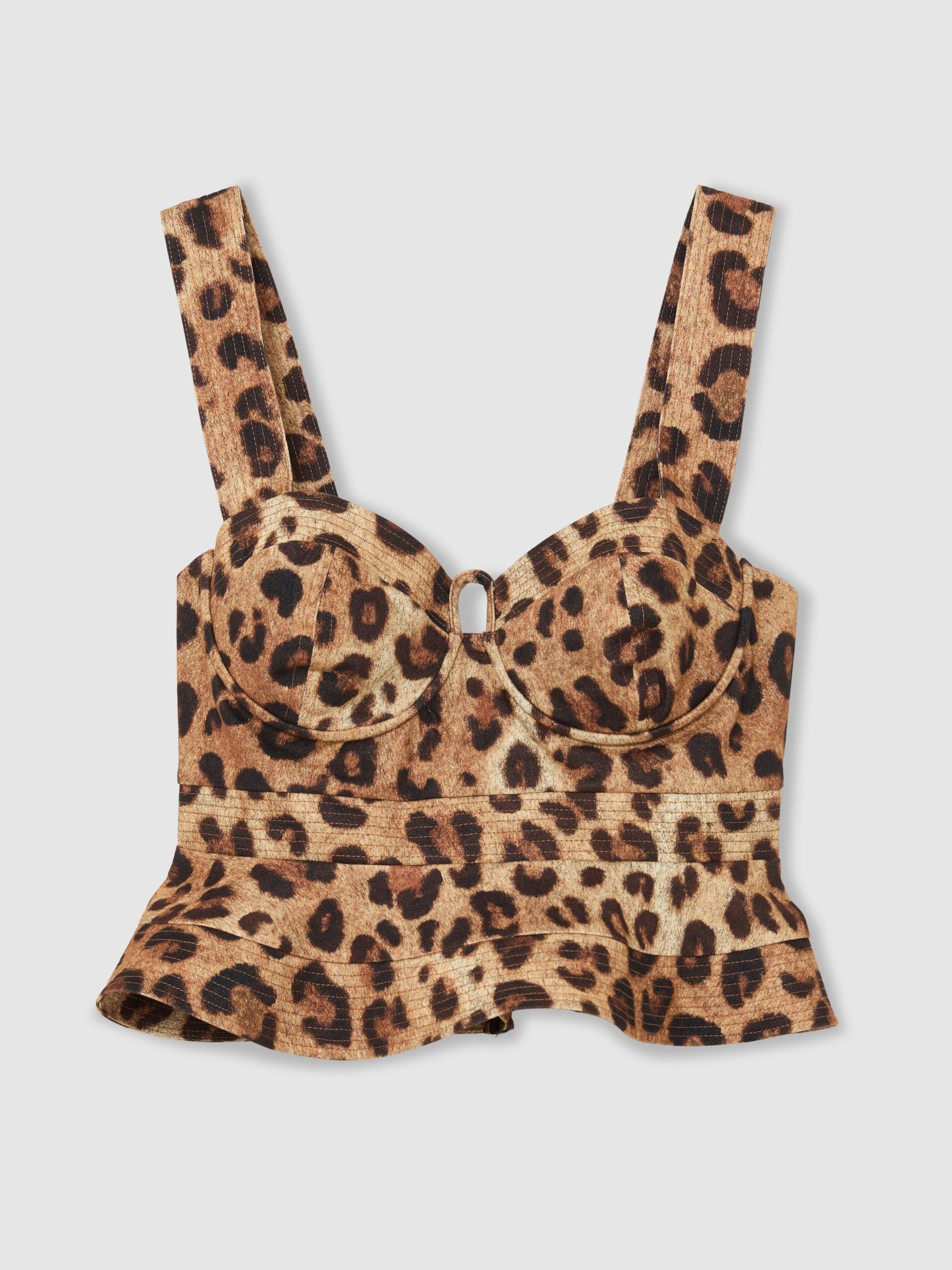 Buy Reiss Neutral Rema Cotton Leopard-Print Bustier Top from Next USA