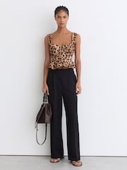 Reiss Neutral Rema Cotton Leopard-Print Bustier Top - Image 3 of 7