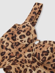Reiss Neutral Rema Cotton Leopard-Print Bustier Top - Image 7 of 7