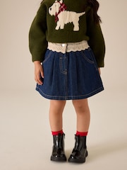 Dark Wash Peplum Detail Denim Skirt (3mths-7yrs) - Image 1 of 4