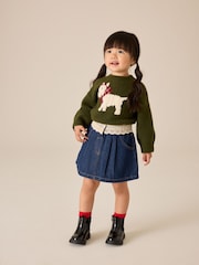 Dark Wash Peplum Detail Denim Skirt (3mths-7yrs) - Image 2 of 4