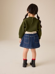 Dark Wash Peplum Detail Denim Skirt (3mths-7yrs) - Image 3 of 4
