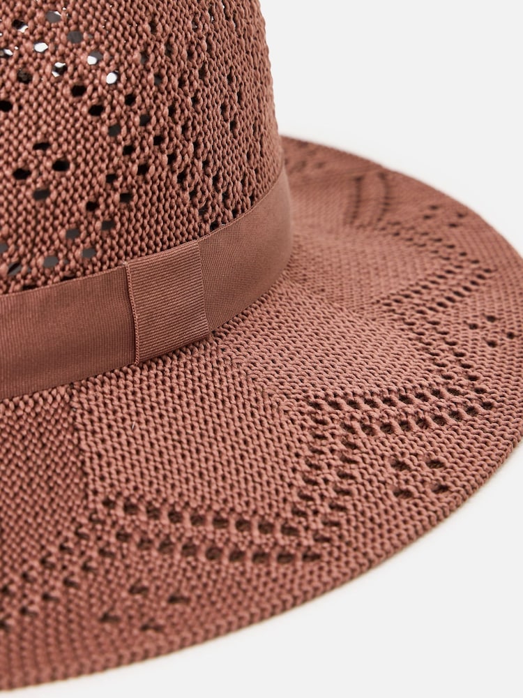 Oliver Bonas Chocolate Fabric Fedora Hat - Image 4 of 4 Oliver Bonas Chocolate Fabric Fedora Hat - Image 4 of 4