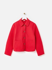 Oliver Bonas Red Quilted Collared Jacket - Image 3 of 8