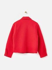 Oliver Bonas Red Quilted Collared Jacket - Image 4 of 8
