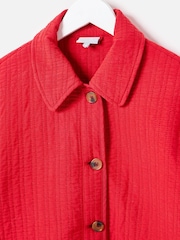 Oliver Bonas Red Quilted Collared Jacket - Image 8 of 8
