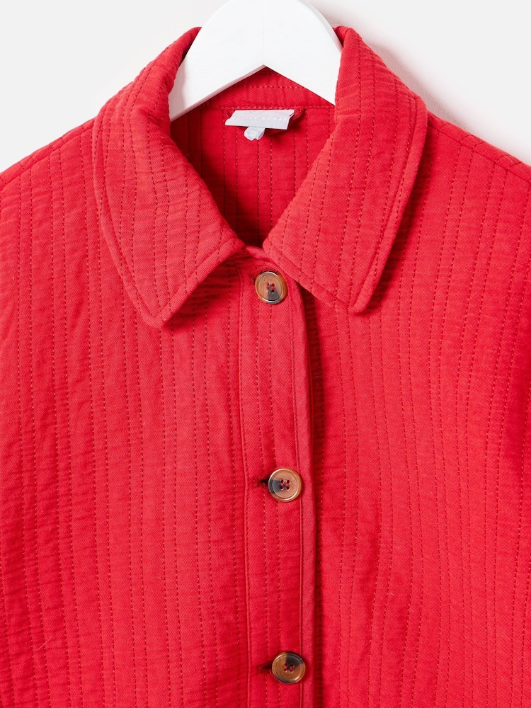 Oliver Bonas Red Quilted Collared Jacket - Image 8 of 8 Oliver Bonas Red Quilted Collared Jacket - Image 8 of 8