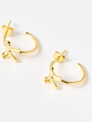 Oliver Bonas Gold Tone Paloma Bow Hoop Earrings - Image 4 of 5