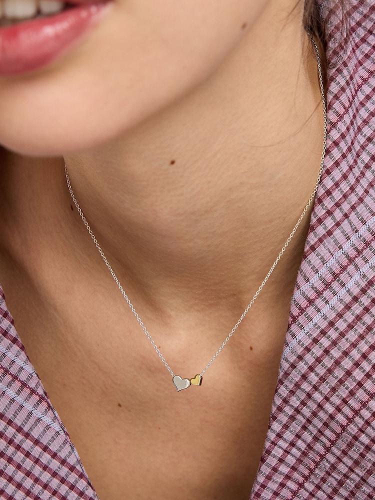 Oliver Bonas Silver & Gold Tone Callie Heart Pendant Necklace - Image 4 of 4 Oliver Bonas Silver & Gold Tone Callie Heart Pendant Necklace - Image 4 of 4