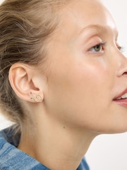 Oliver Bonas Gold Tone Amia Double Heart Tourmaline Stud Earrings Set of 4 - Image 3 of 3