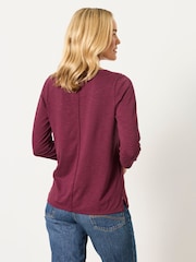 FatFace Aster Dark Purple 3/4 Sleeve V-Neck T-Shirt - Image 2 of 6