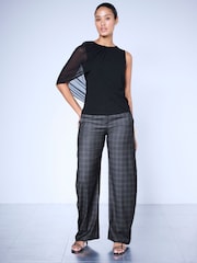 Grey Check Barrel Trousers - Image 1 of 7