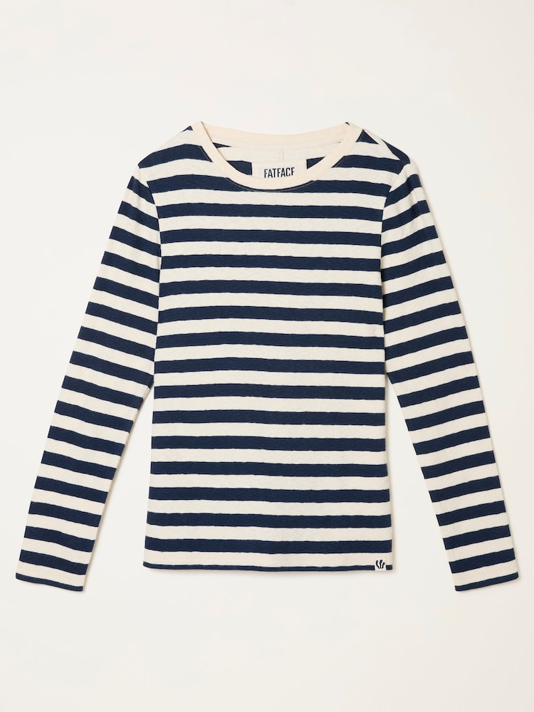 FatFace Callie Navy Stripe Long Sleeve Top - Image 1 of 1