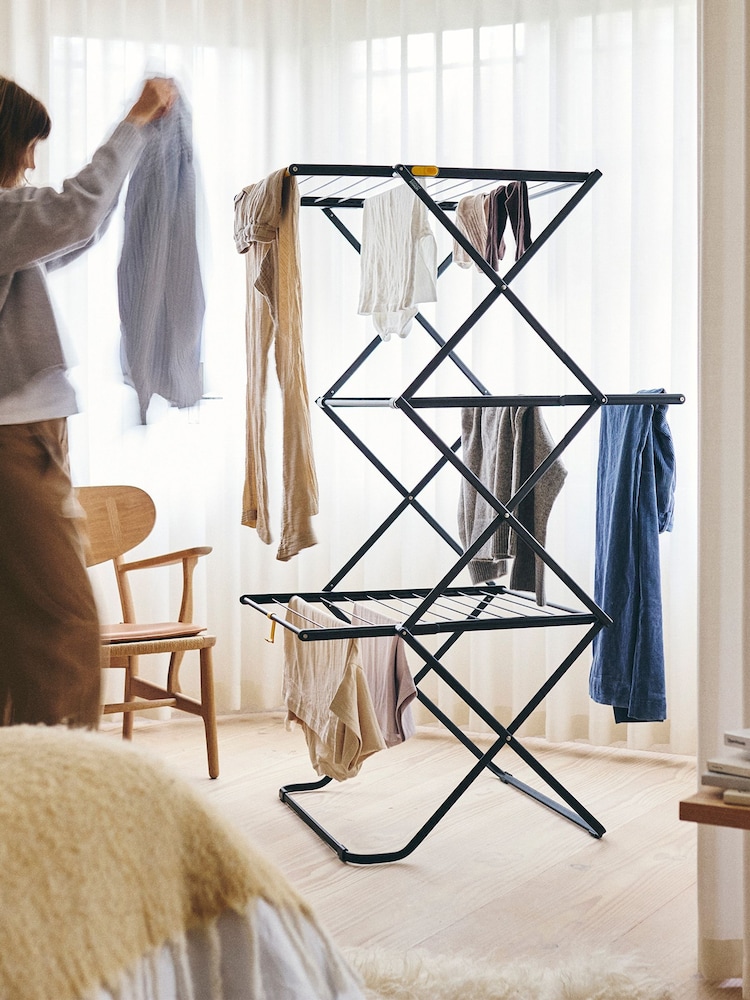Joseph Joseph Black AirFrame™ Max 3 Tier Clothes Airer - Image 1 of 5 Joseph Joseph Black AirFrame™ Max 3 Tier Clothes Airer - Image 1 of 5
