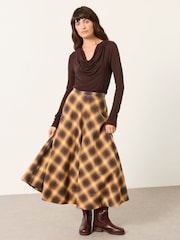 FatFace Lola Chocolate Brown Long Sleeve Cowl Neck Top - Image 4 of 6