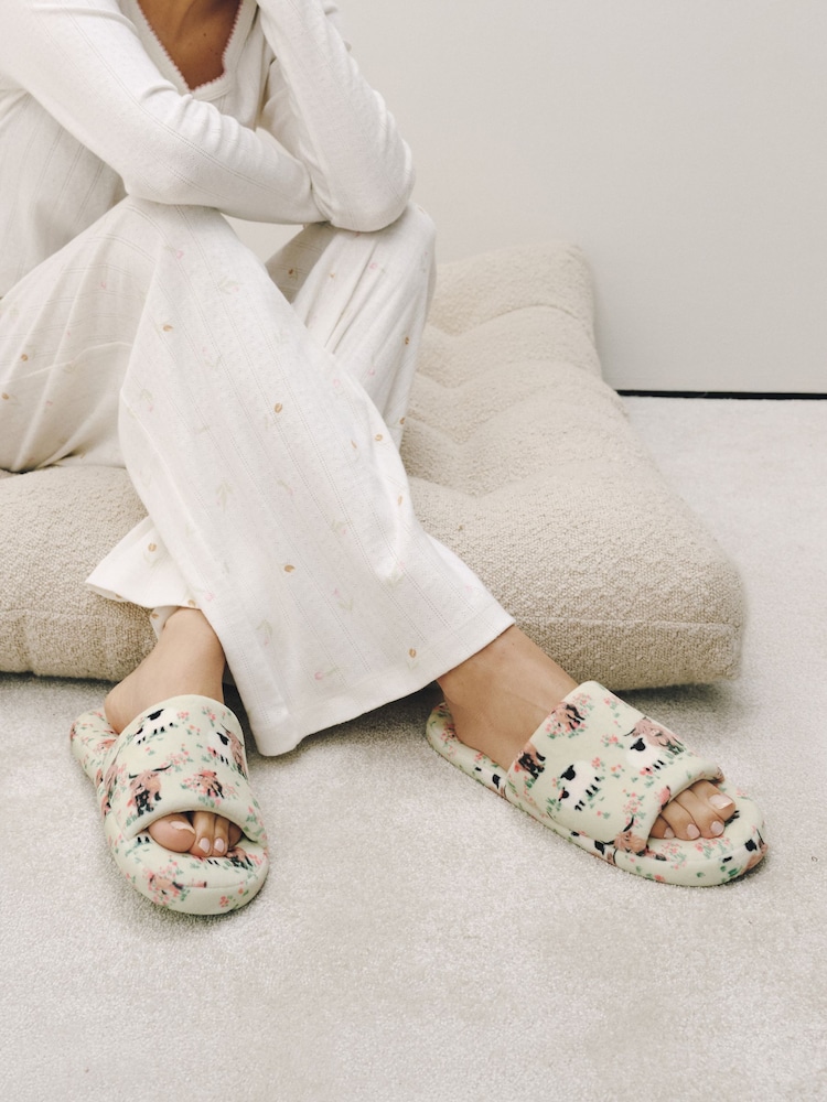 Multi/Green Dog Slider Slippers - Image 1 of 8 Multi/Green Dog Slider Slippers - Image 1 of 8
