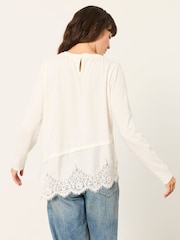 FatFace Fern Ivory Lace Trim T-Shirt - Image 2 of 6