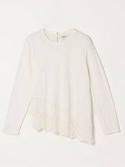 FatFace Fern Ivory Lace Trim T-Shirt - Image 6 of 6